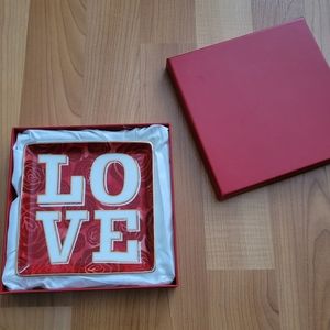 Ceramic Trinket Tray LOVE Monogram Jewelry Dish Organizer Red Valentine …
